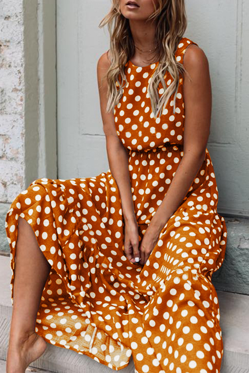 Florcoo Polka Dot Round Neck Dress(5 colors)