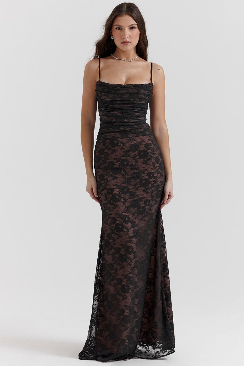 Meira - Shoulder - On Floral Lace Maxi Dress - View 5