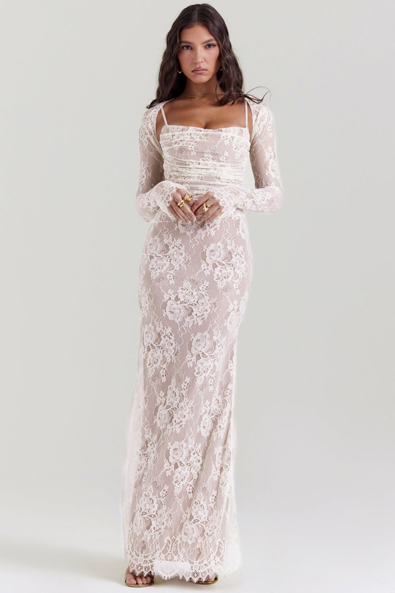 Meira - Shoulder - On Floral Lace Maxi Dress - View 7