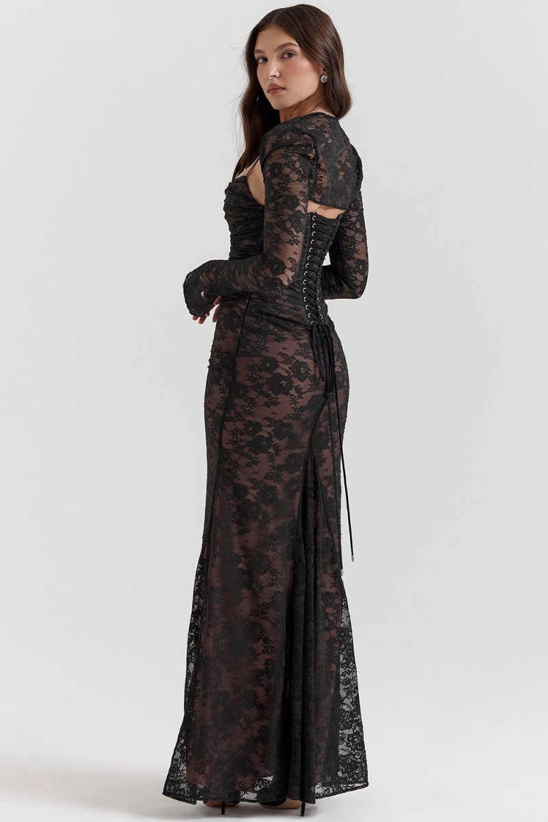 Meira - Shoulder - On Floral Lace Maxi Dress - View 2