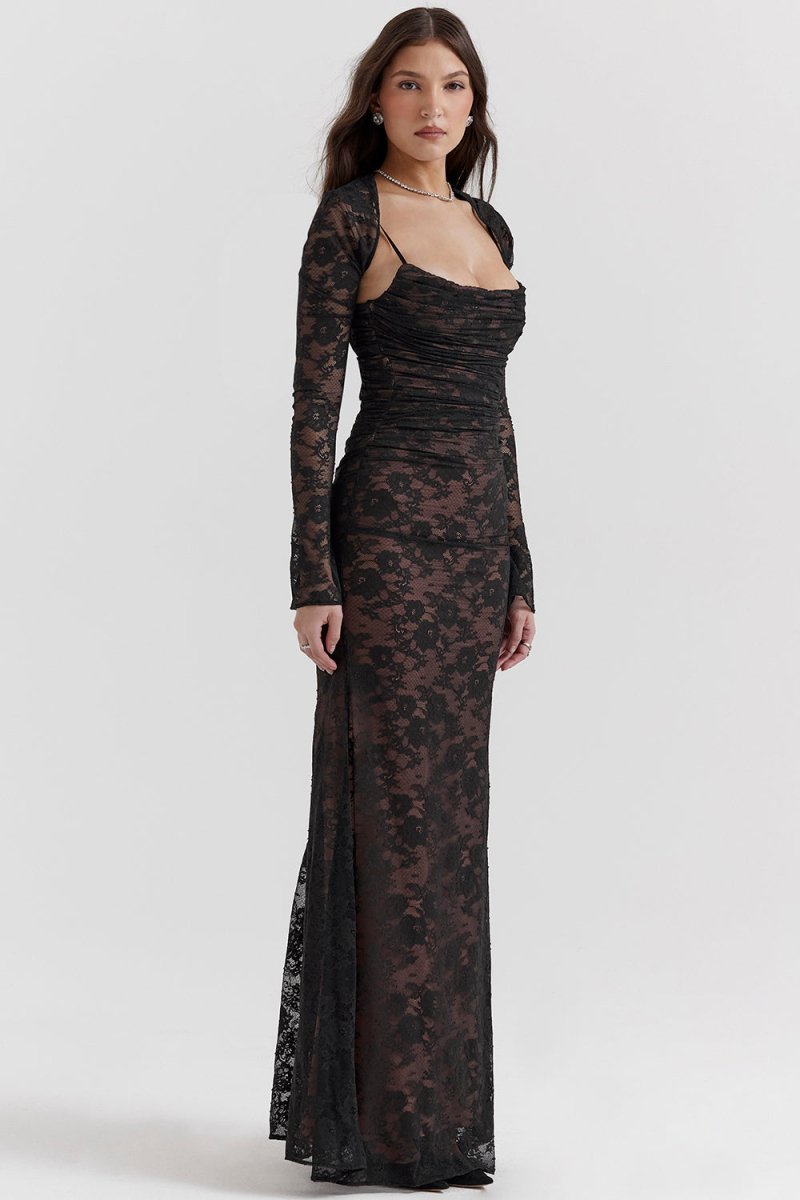 Meira - Shoulder - On Floral Lace Maxi Dress - View 4