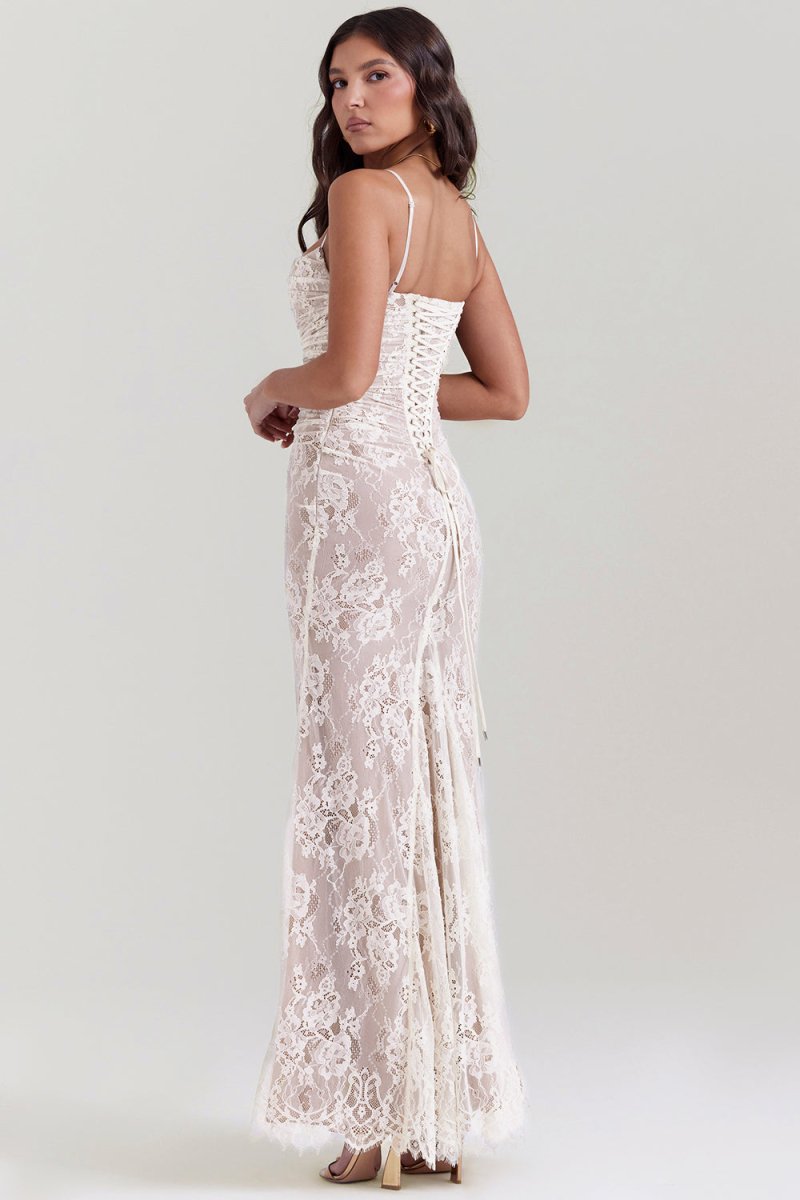 Meira - Shoulder - On Floral Lace Maxi Dress - View 10