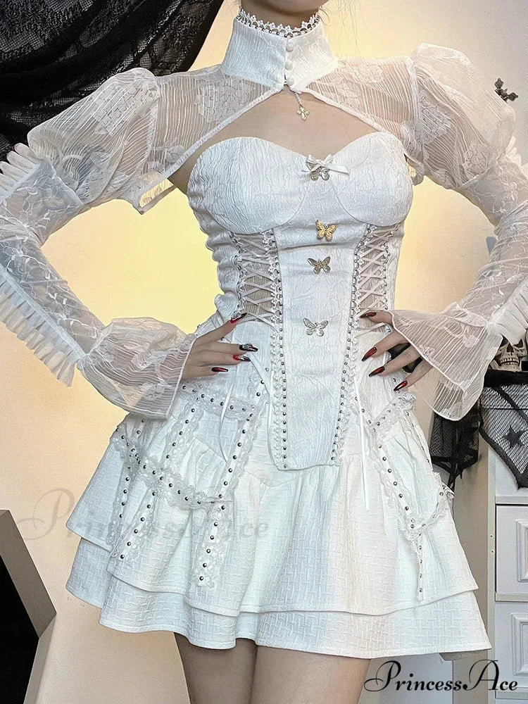 Lace Gothic Retro Mesh Flare Sleeve Witchy Bodycon Goth Cocktail Vintage Dress