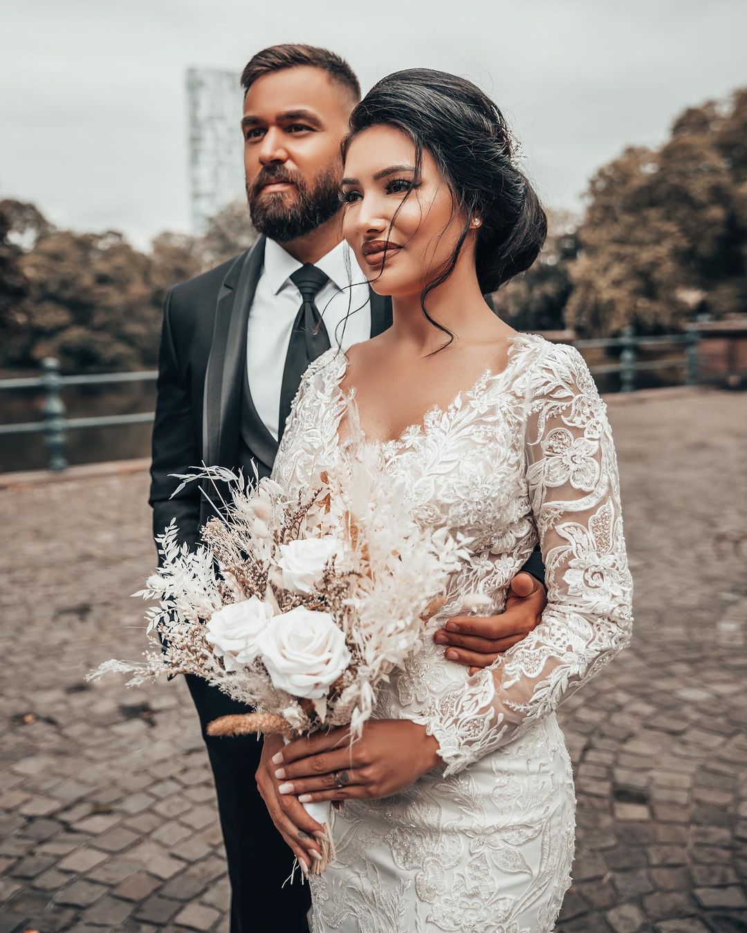 Lace Mermaid Wedding Dress Long Sleeves On Sale - Fashionpara