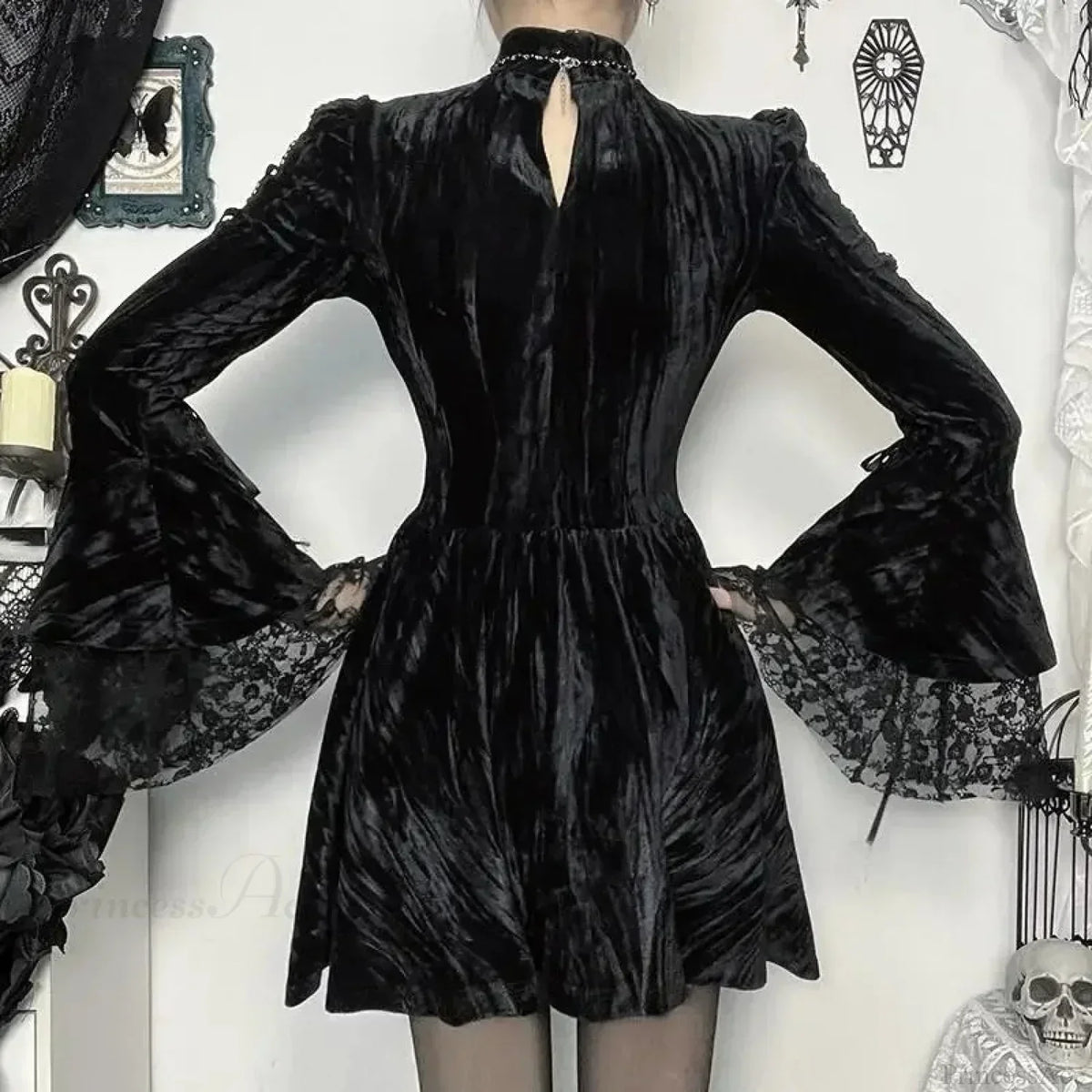Lace Patchwork Flare Mini Dress - View 4