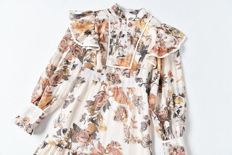 KittenAlarm - Lanice Floral Sheer Chiffon Maxi Dress