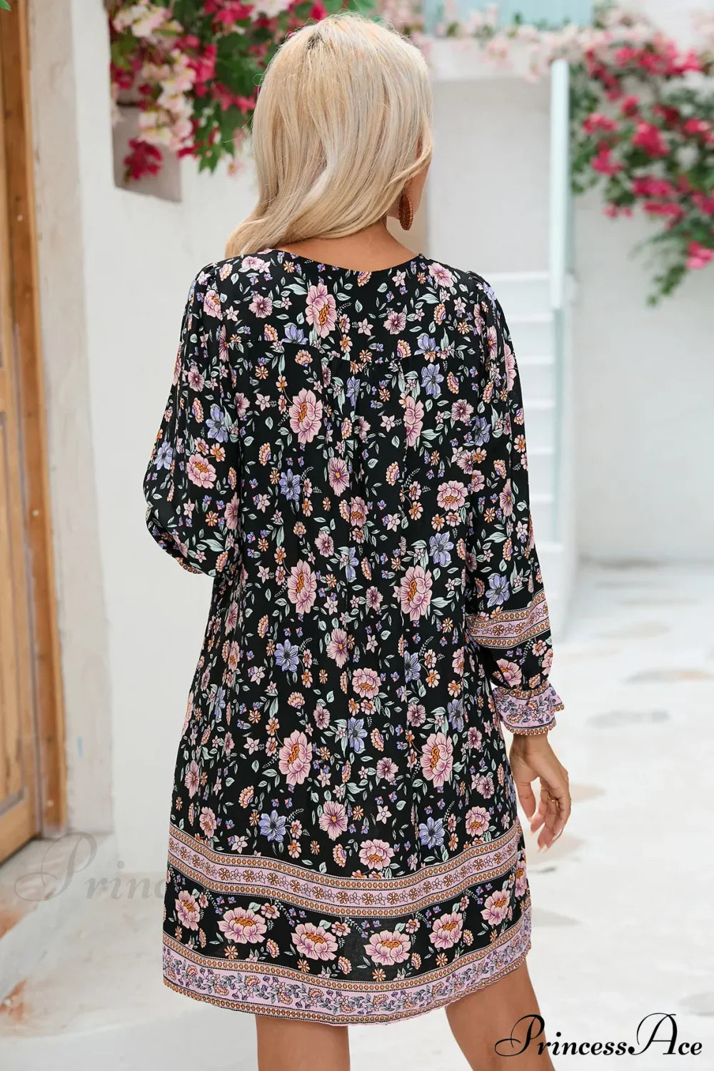 Lantern Sleeve Floral Boho Dress