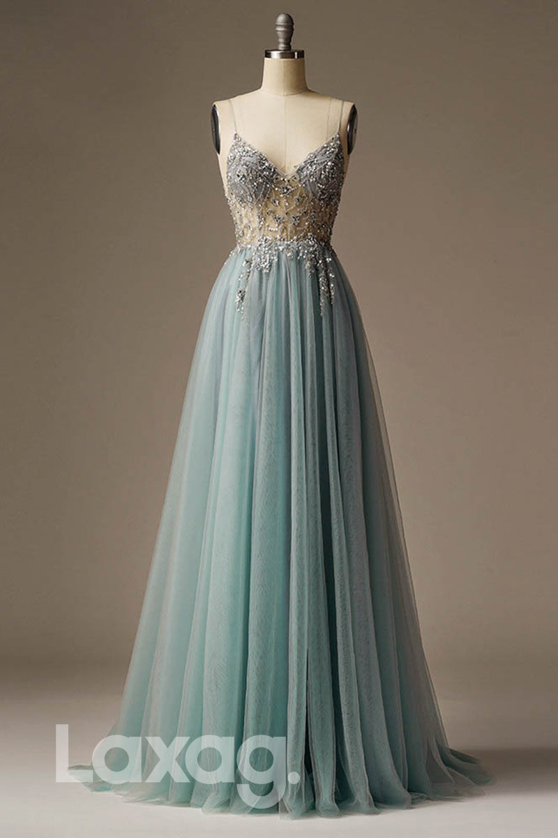 Embellished Sequined Illusion Straps Tiered Dress - Fashionpara