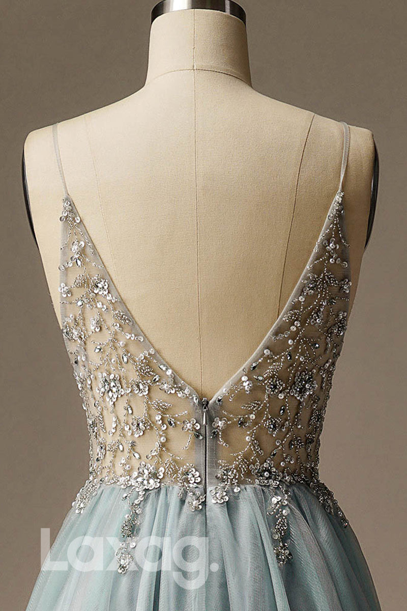 Embellished Sequined Illusion Straps Tiered Dress - Fashionpara