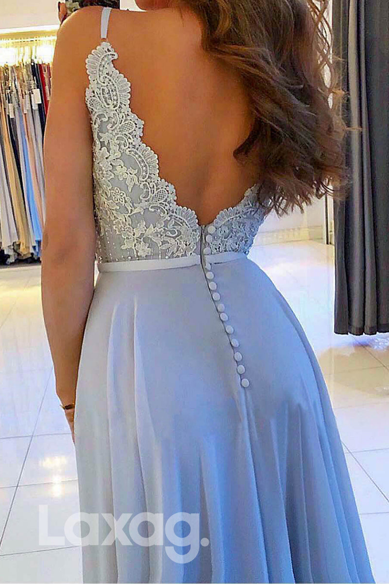 Lace Applique Sweetheart Fitted Dress With Slit - Fashionpara