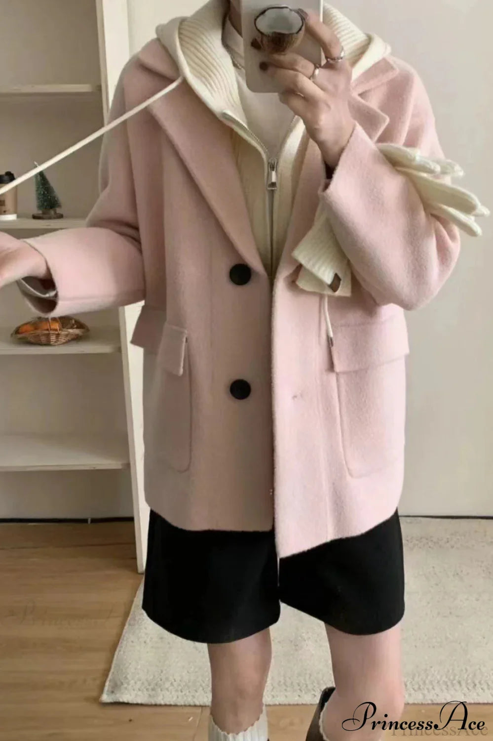 Layered Wool Blend Slim-Fit Cardigan Coat for Effortless Style