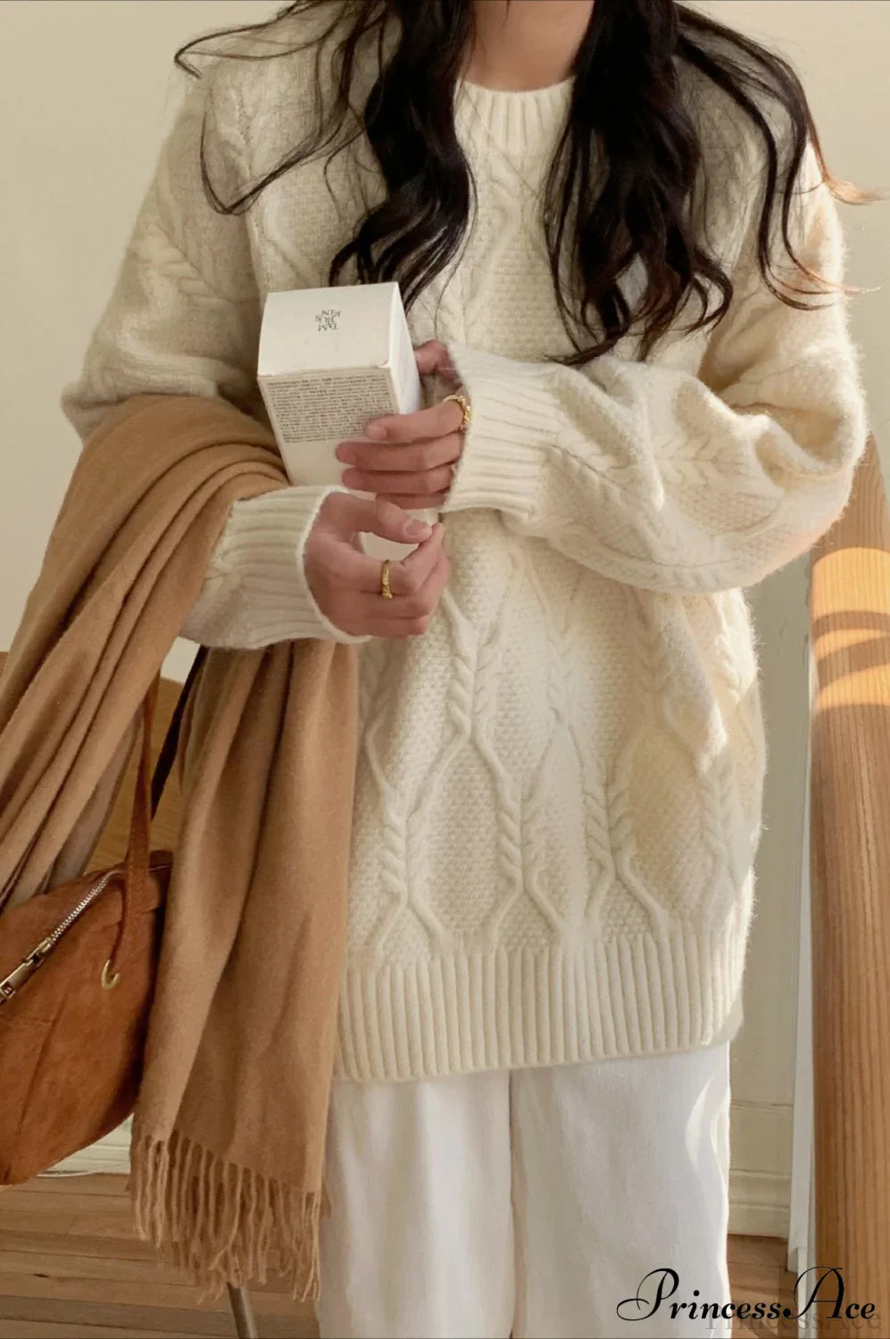 Candy-Colored Cable-Knit Sweater for Effortless Style