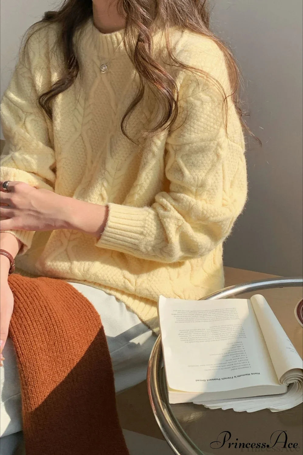 Candy-Colored Cable-Knit Sweater for Effortless Style