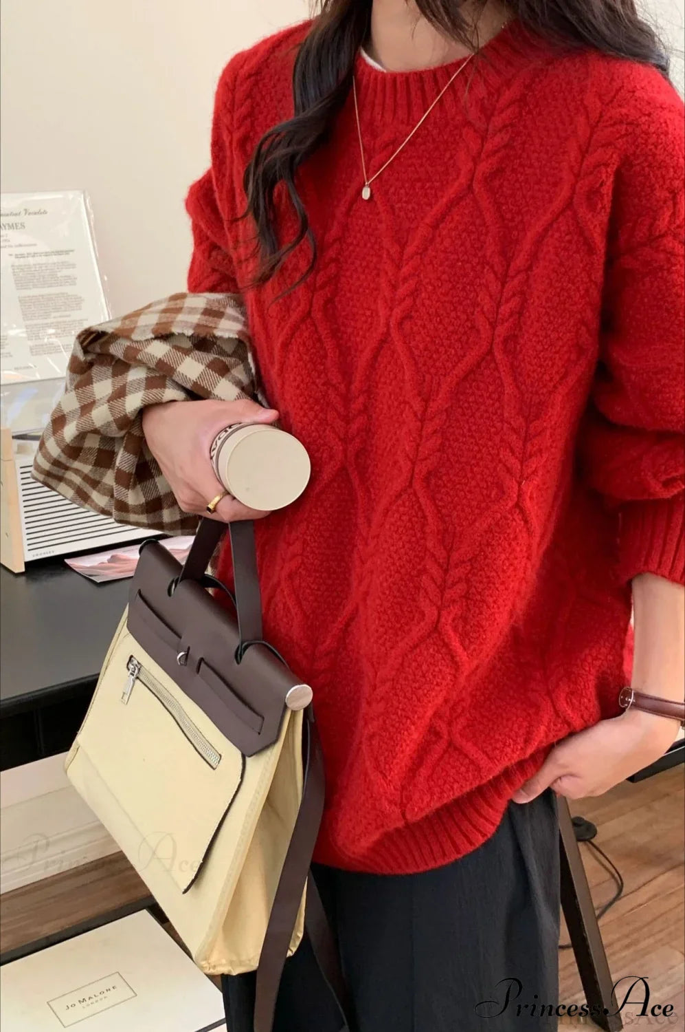 Candy-Colored Cable-Knit Sweater for Effortless Style