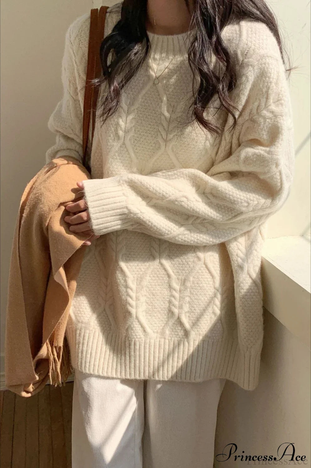 Candy-Colored Cable-Knit Sweater for Effortless Style