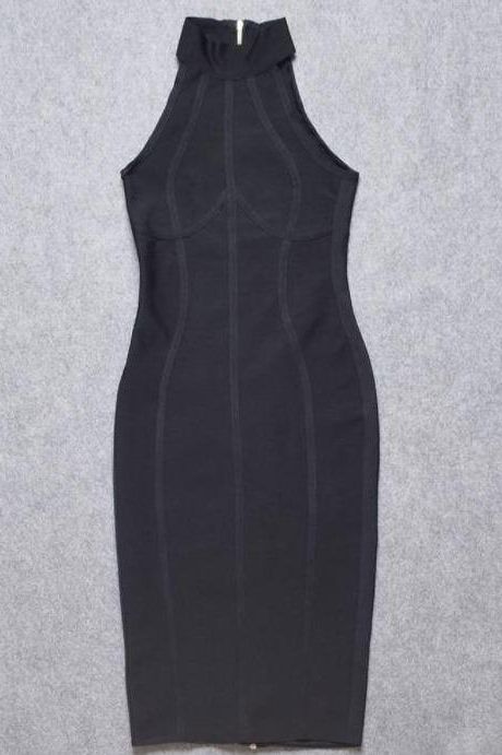 Lea Bandage Midi Dress - Classic Black - Fashionpara