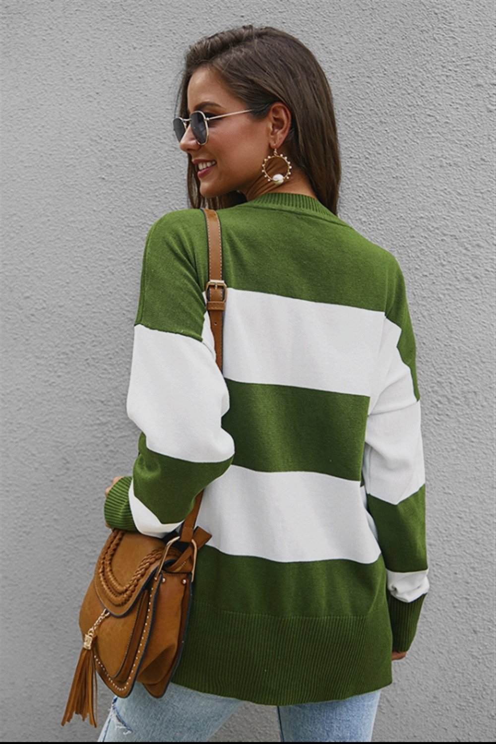RadyRin Color Block Loose Sweater for Effortless Style
