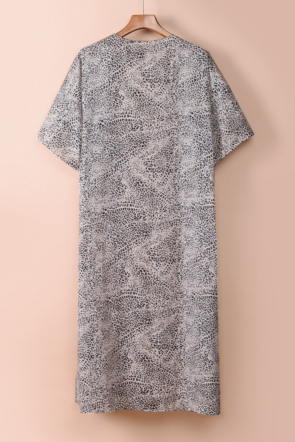 Leopard Dolman Sleeves Kimono With Slits  Fashionpara