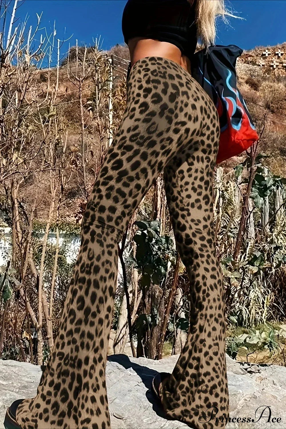 Leopard Print Flare Pant Brown / XS