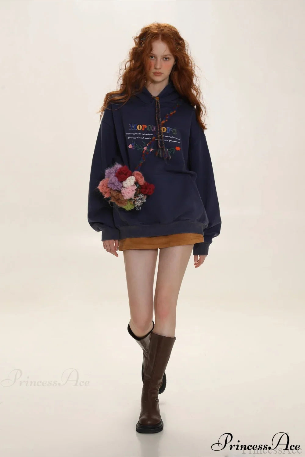 Letter Embroidery Relaxed Thickened Hoodie