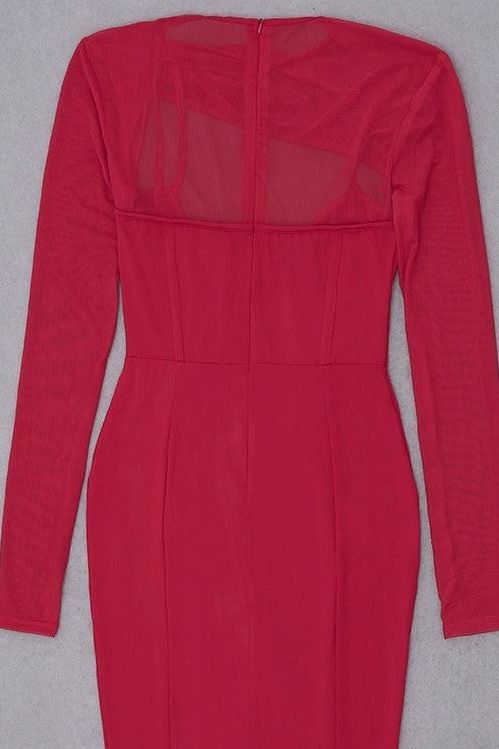 Lexi Bodycon Midi Dress - Red Wine - Fashionpara