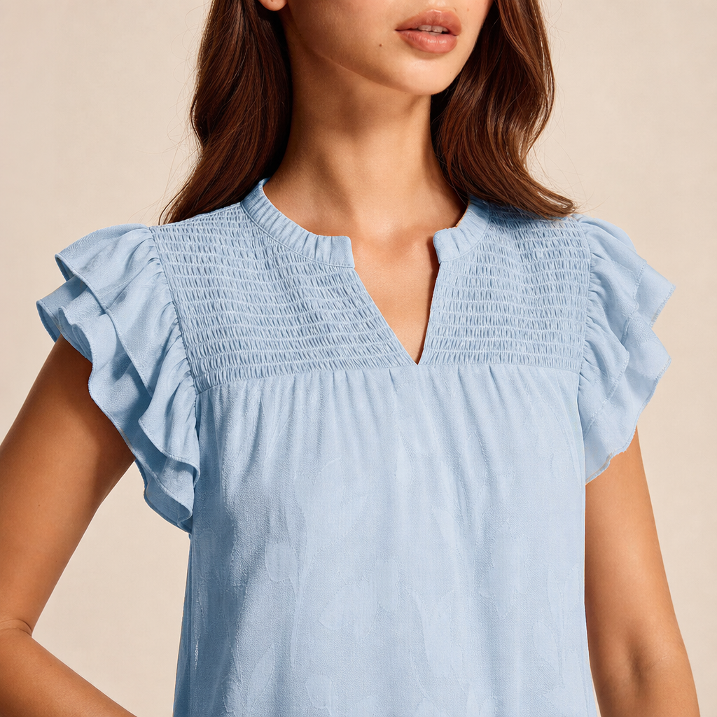 Floral Textured Flutter Sleeve A-Line Mini Dress 2