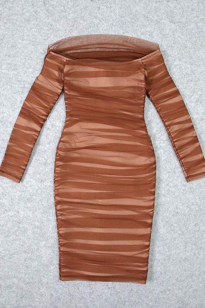 Lila Bodycon Wrap Long Sleeve Dress - Lipstick Red - Fashionpara