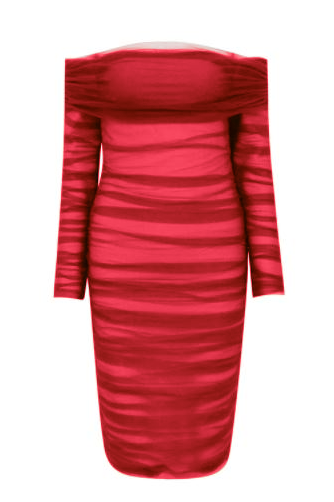 Lila Bodycon Wrap Long Sleeve Dress - Lipstick Red - Fashionpara