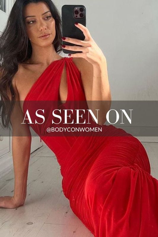 Lily Bodycon Wrap Midi Dress - Lipstick Red - Fashionpara