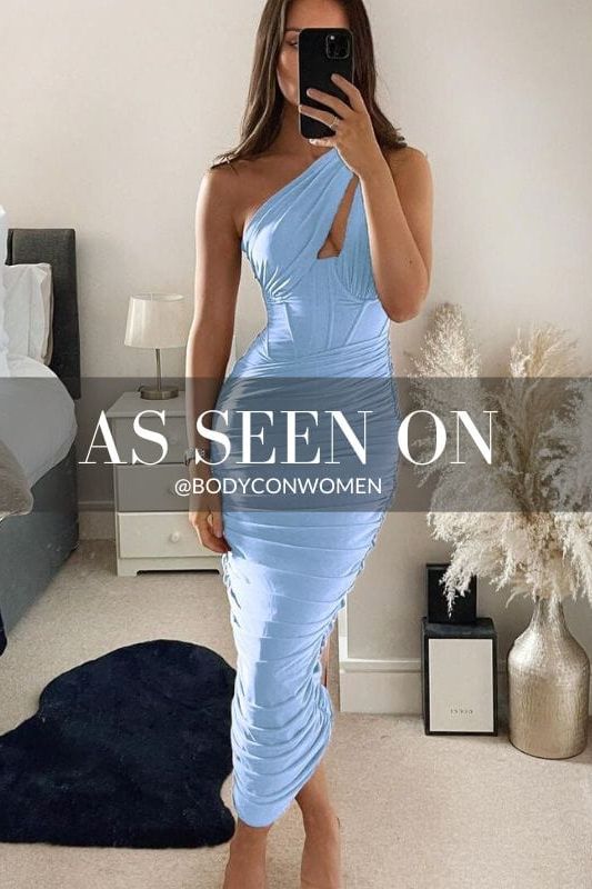 Lily Bodycon Wrap Midi Dress - Sky Blue - Fashionpara