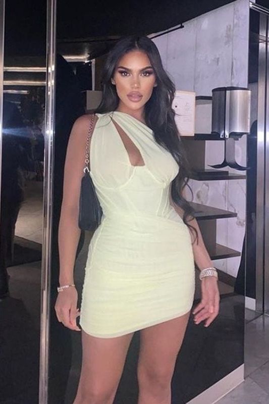 Lily Bodycon Wrap Mini Dress - Neon Green - Fashionpara
