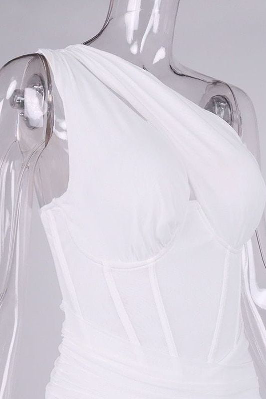 Lily Bodycon Wrap Mini Dress - Pearl White - Fashionpara