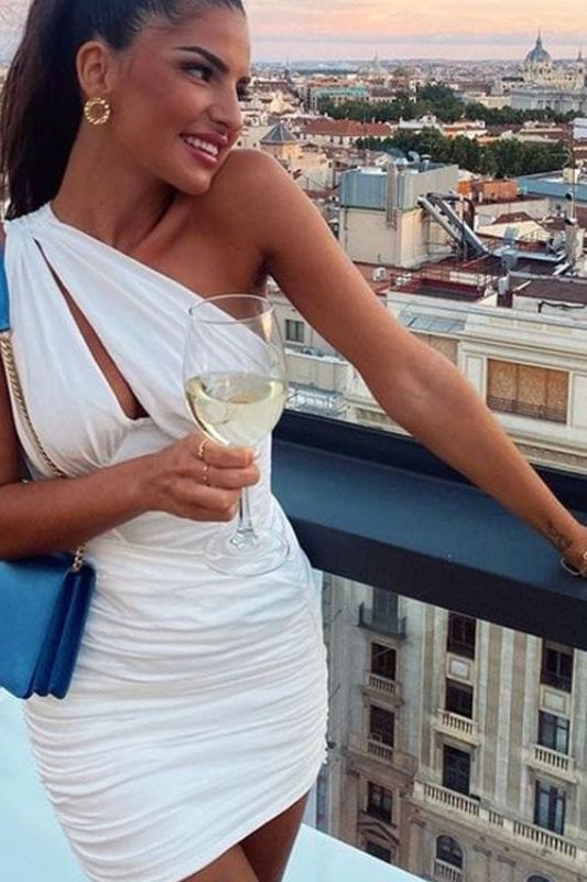 Lily Bodycon Wrap Mini Dress - Pearl White - Fashionpara