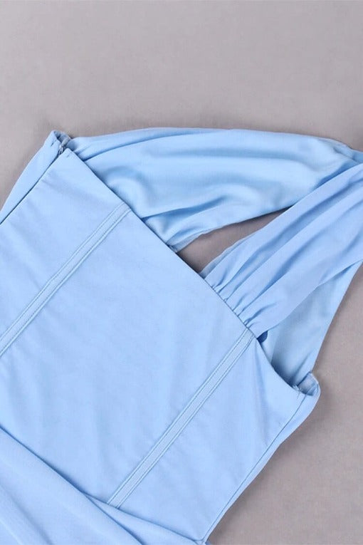 Lily Bodycon Wrap Mini Dress - Sky Blue - Fashionpara