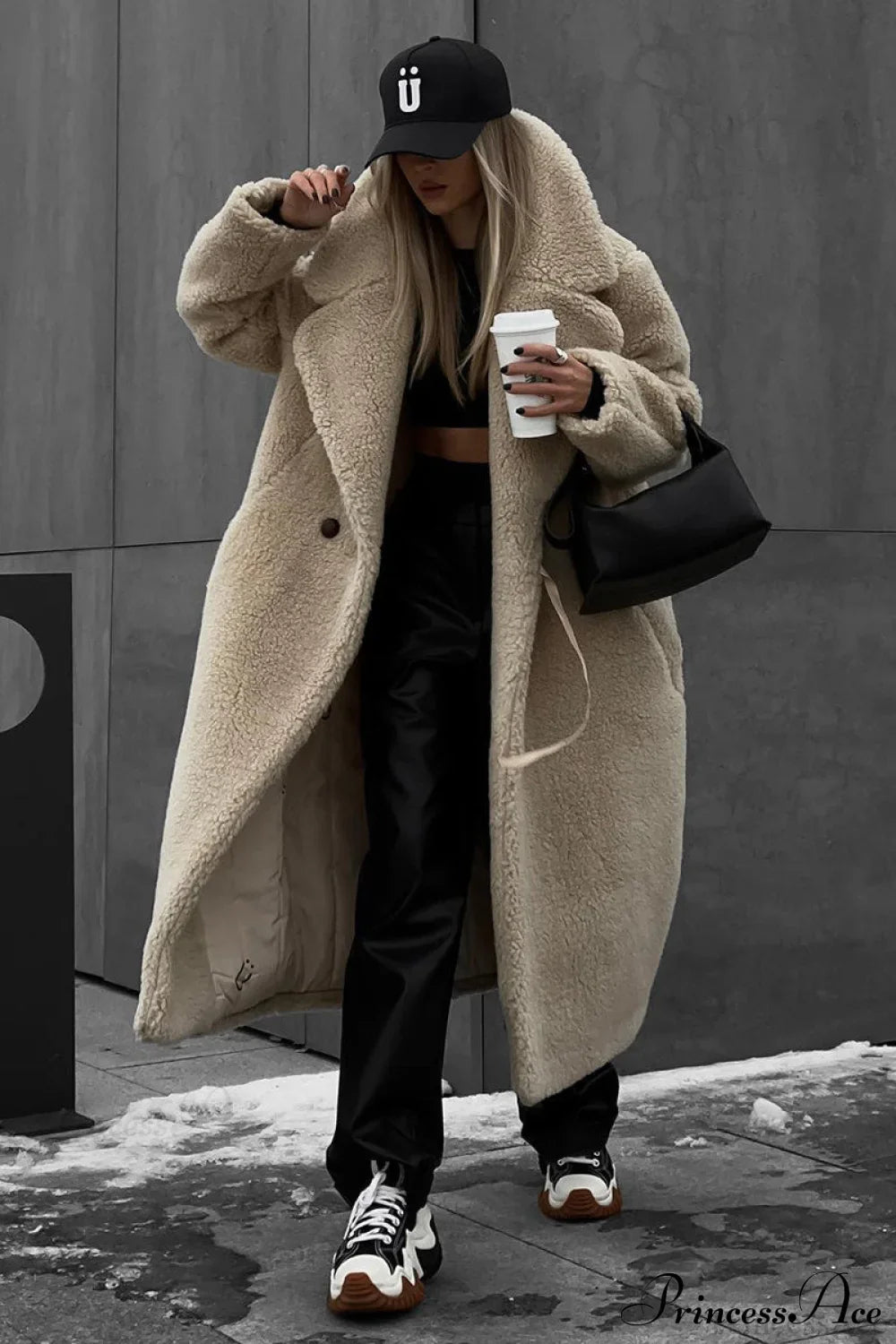 PrincessAce Cozy Long Fleece Sherpa Warm Overcoat for Winter