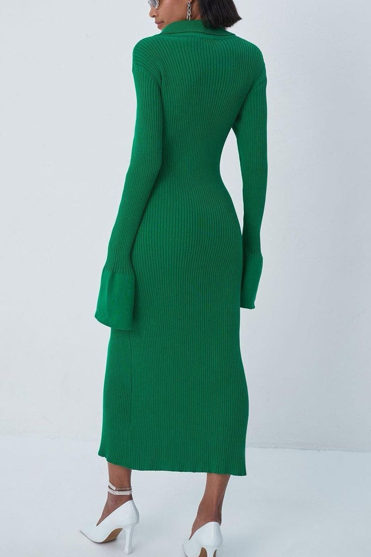 Rosedress Emerald Green Long Sleeve Maxi Sweater Dress