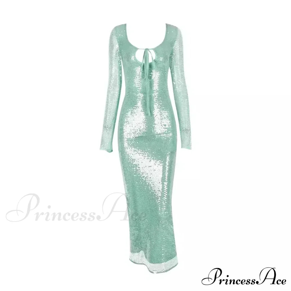 Long Sleeve Formal Occasion Dresses Sequins Elegant Maxi Dress Wedding Christmas Party Dress