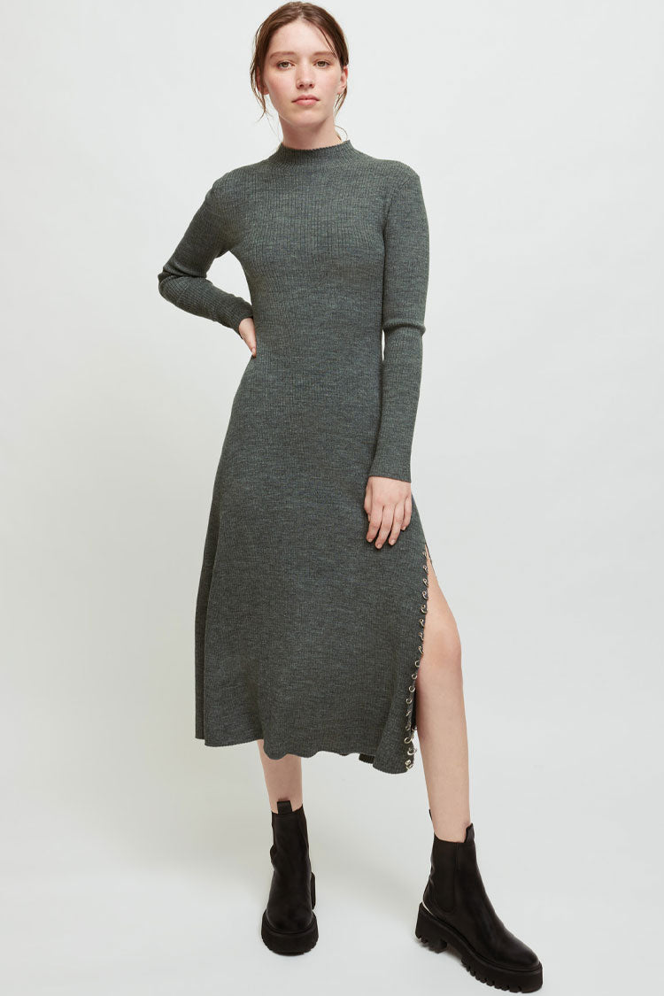 Rosedress Long Sleeve High Neck Cashmere Sweater Midi Dress