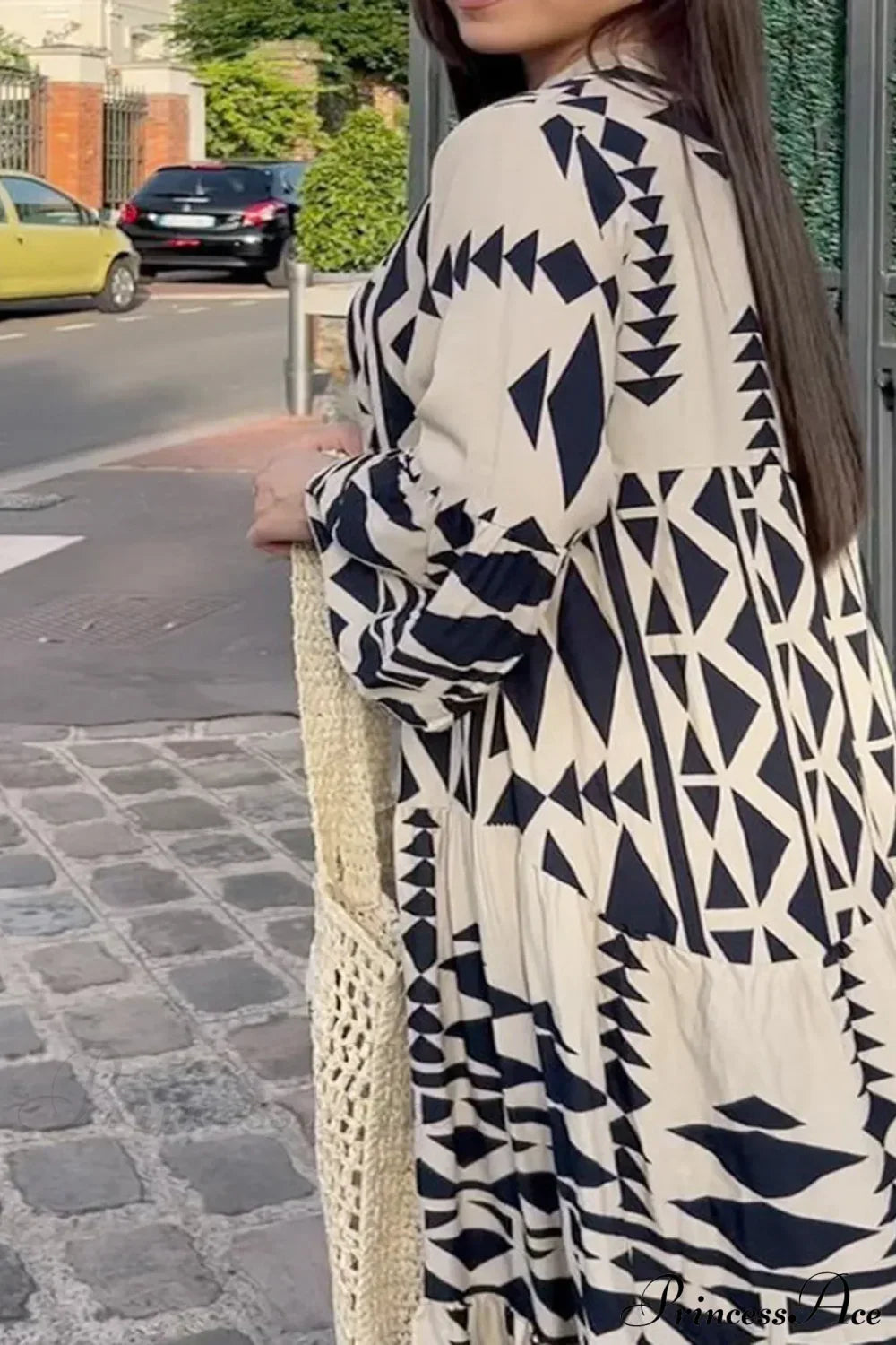 Long Sleeve Pleated Boho Dress