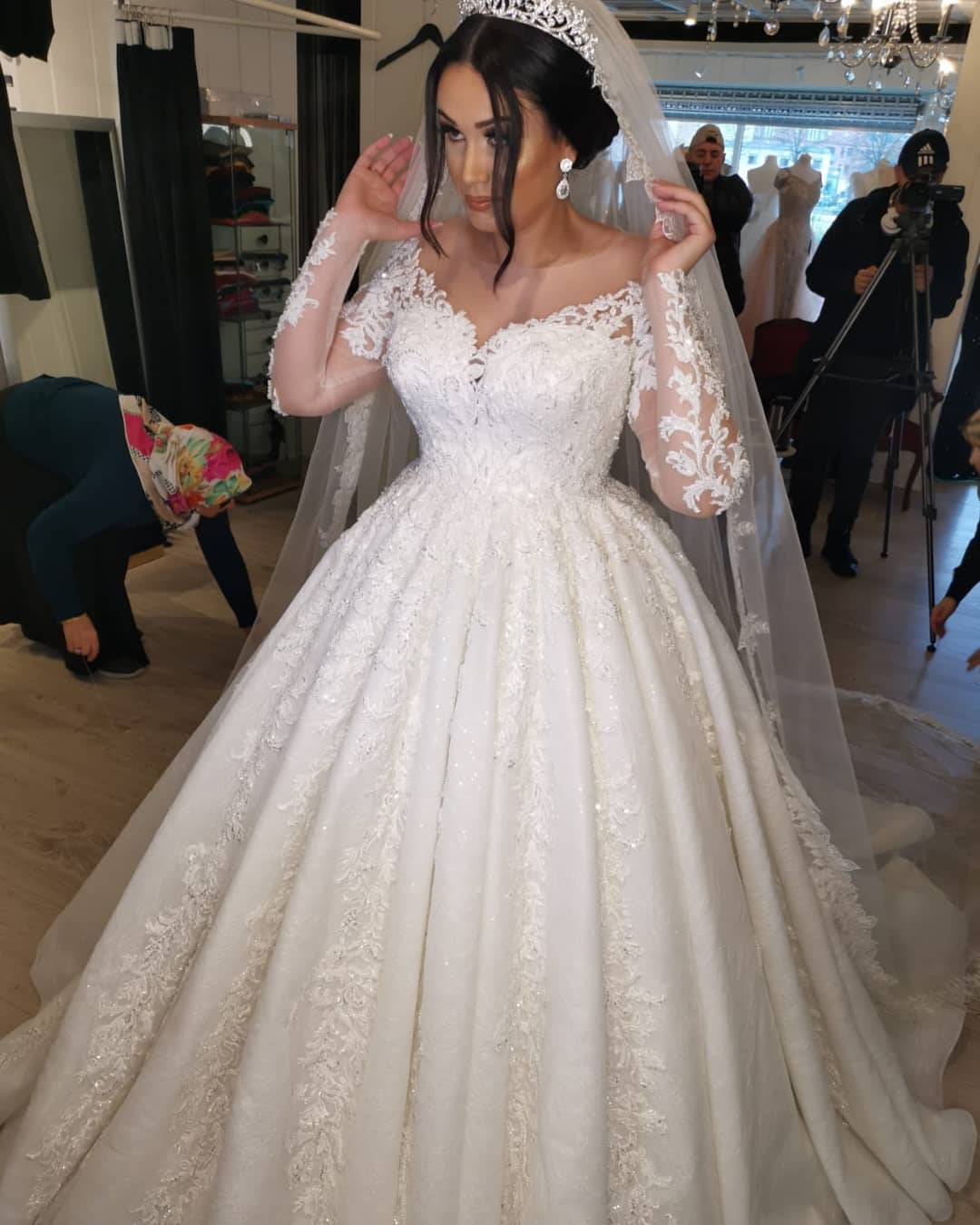 Long Sleeves Lace Plus Size Wedding Dress On Sale - Fashionpara