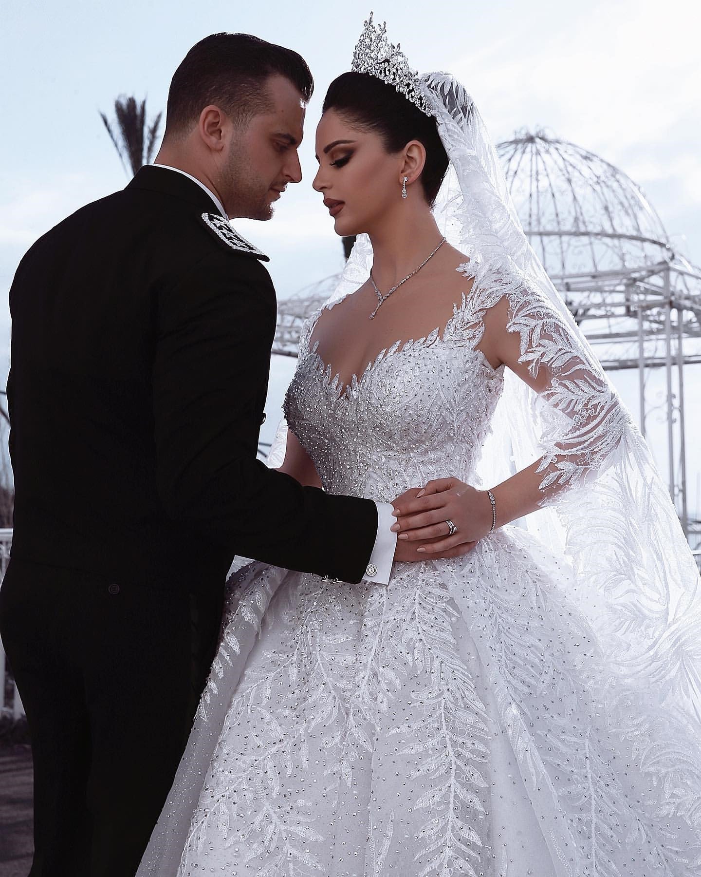 Long Sleeves Lace Wedding Dress Ball Gown - Fashionpara