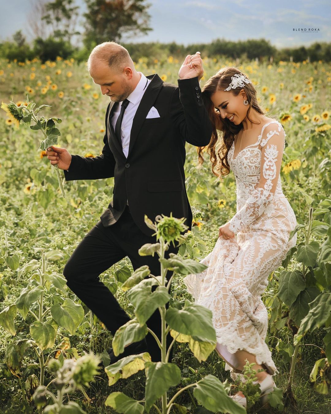 Long Sleeves Lace Wedding Dress Mermaid Boho Bridal Gowns - Fashionpara