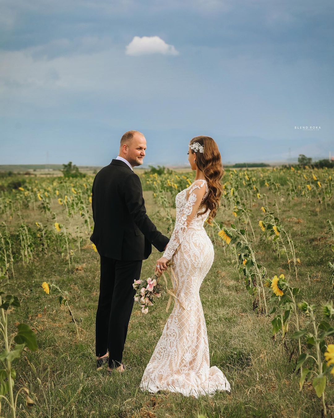 Long Sleeves Lace Wedding Dress Mermaid Boho Bridal Gowns - Fashionpara