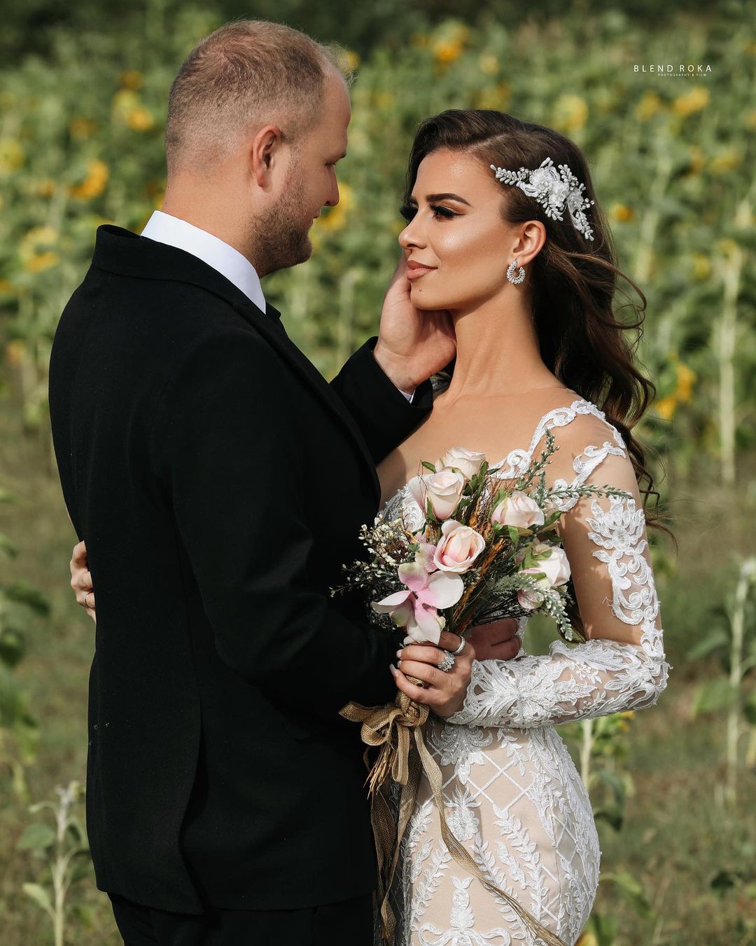 Long Sleeves Lace Wedding Dress Mermaid Boho Bridal Gowns - Fashionpara