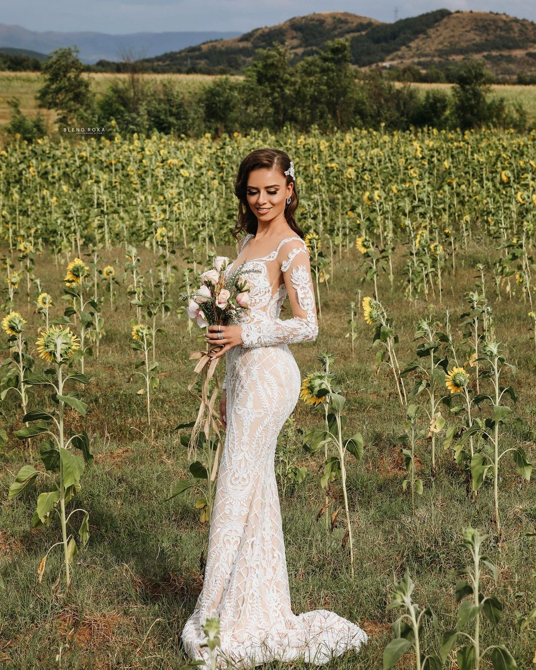 Long Sleeves Lace Wedding Dress Mermaid Boho Bridal Gowns - Fashionpara