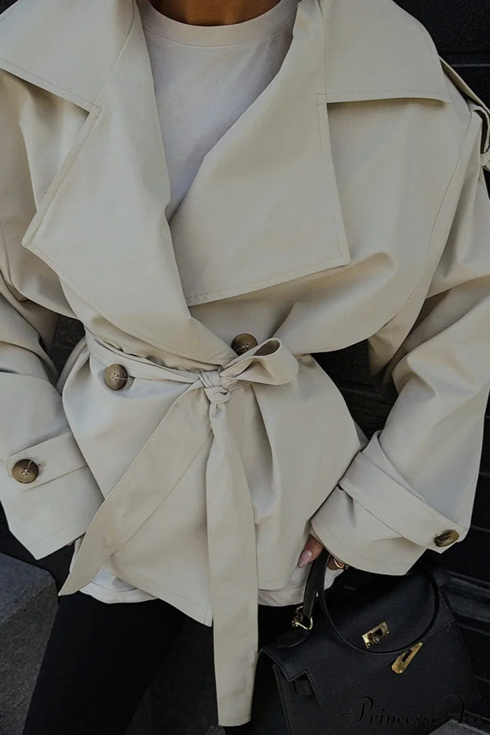 Belted Long Sleeve Trench Coat for Sophisticated Style