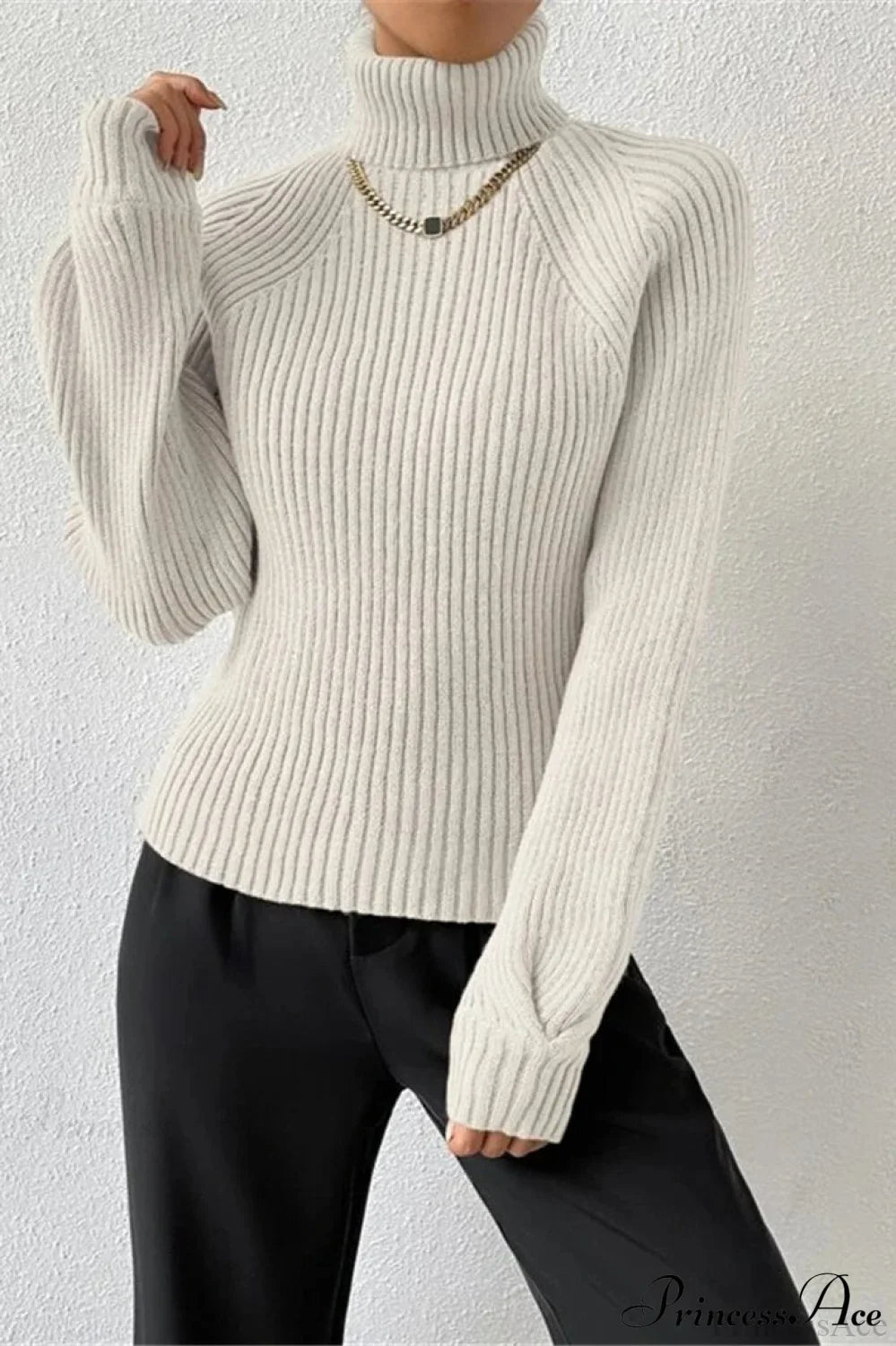 PrincessAce Cozy Loose Turtleneck Raglan Sweater