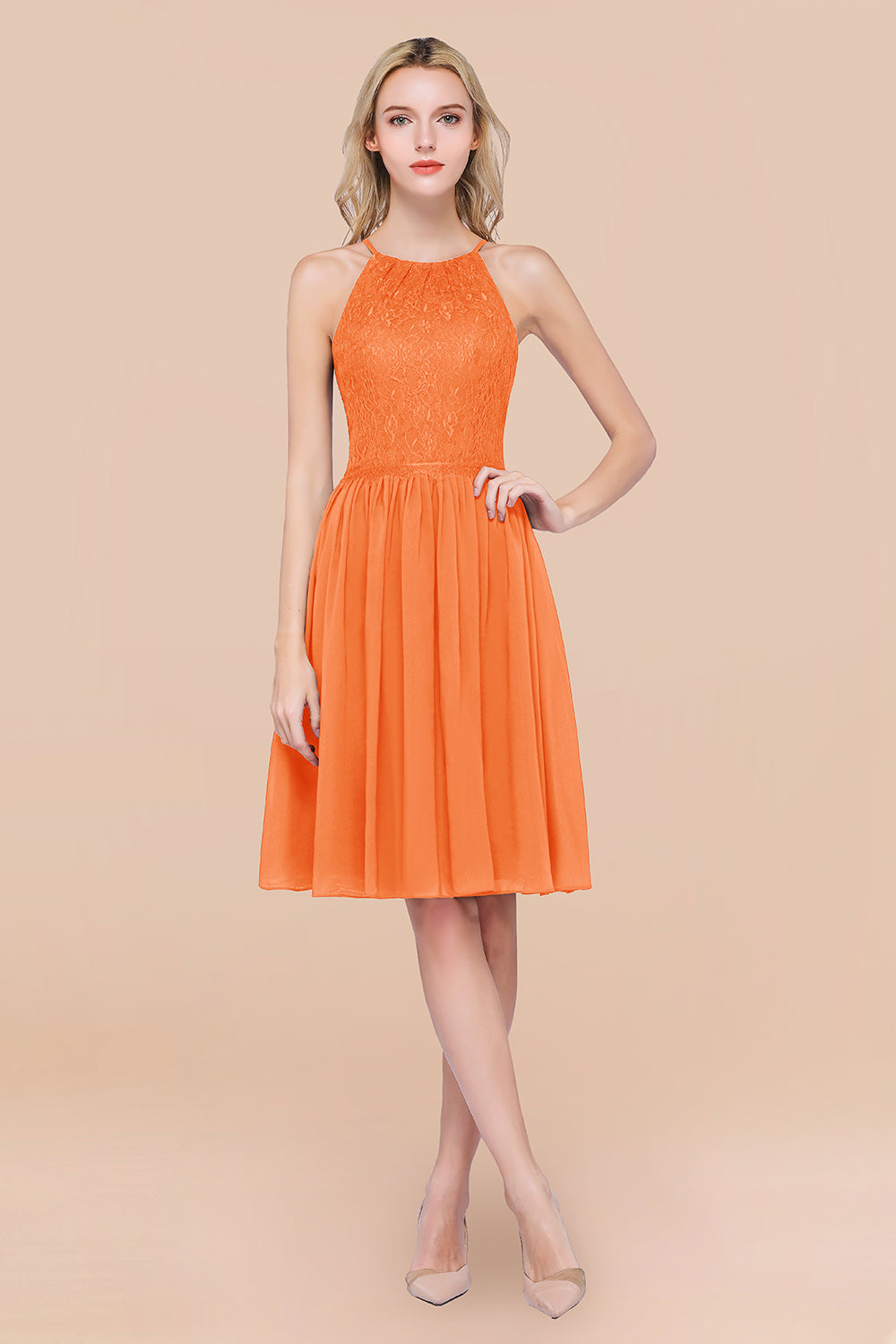 Lovely Burgundy Lace Short Bridesmaid Dresses With Spaghetti-Straps - Fashionpara