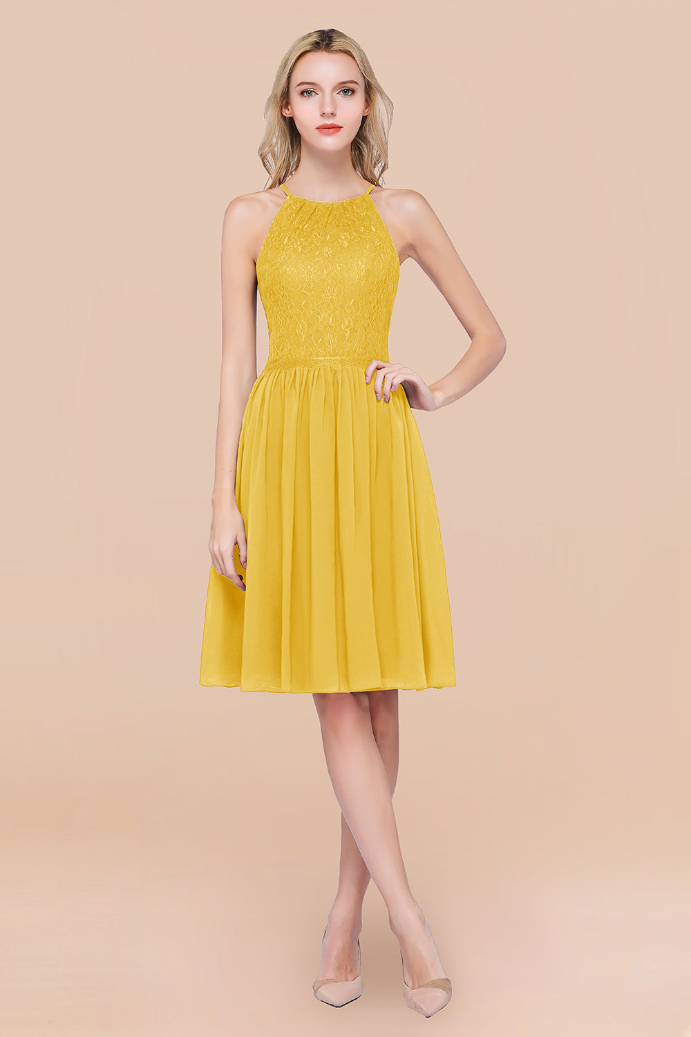 Lovely Burgundy Lace Short Bridesmaid Dresses With Spaghetti-Straps - Fashionpara
