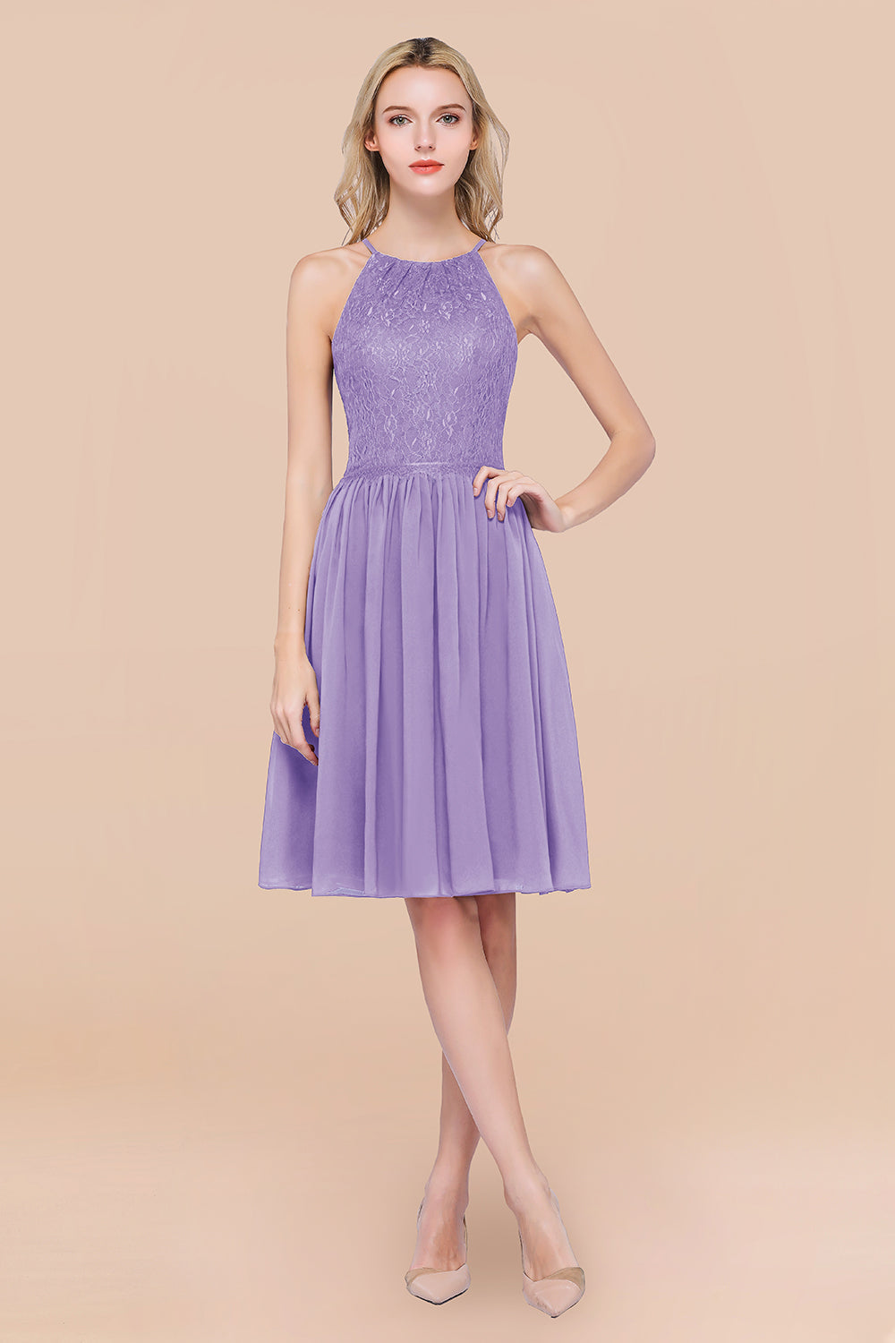 Lovely Burgundy Lace Short Bridesmaid Dresses With Spaghetti-Straps - Fashionpara